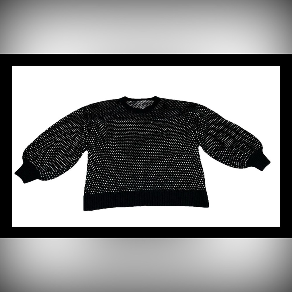 Summersalt The Luxe Cashmere Blend Sweater Sz XL Black White Wool Mix Stitch.